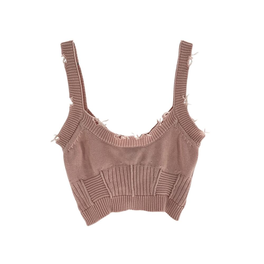 Retrofete Distressed Cintz Rose Lizzie Knit Tank Size XS